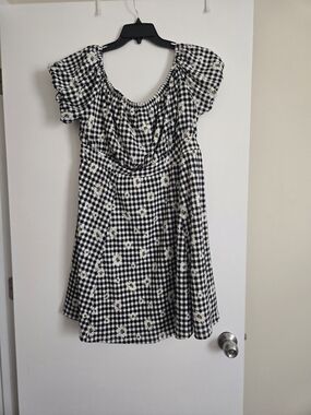 New Torrid Black White Gingham Daisy Dress Sz 1X